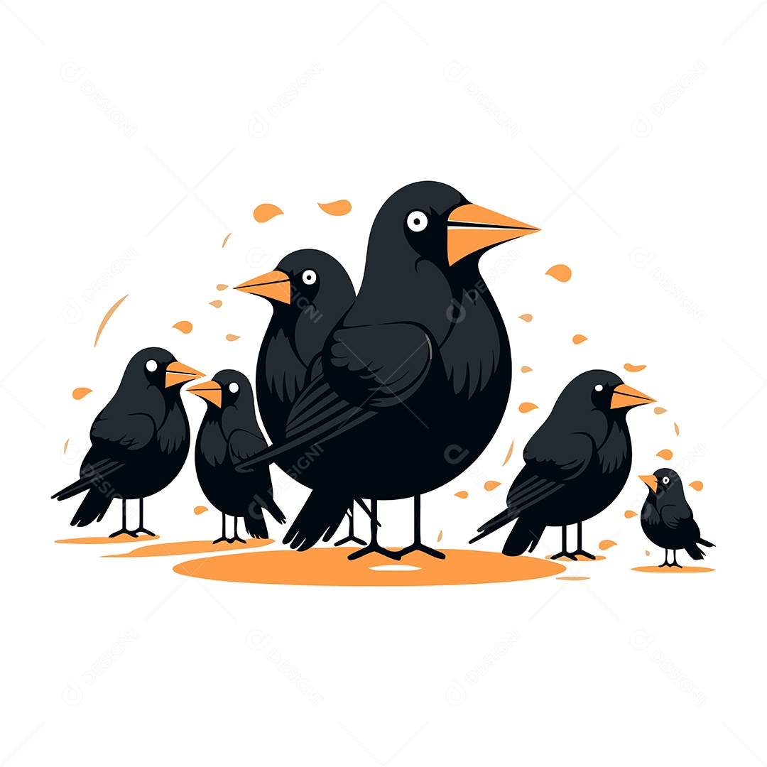 Pássaros de Desenho Animado Ilustração Vetor EPS