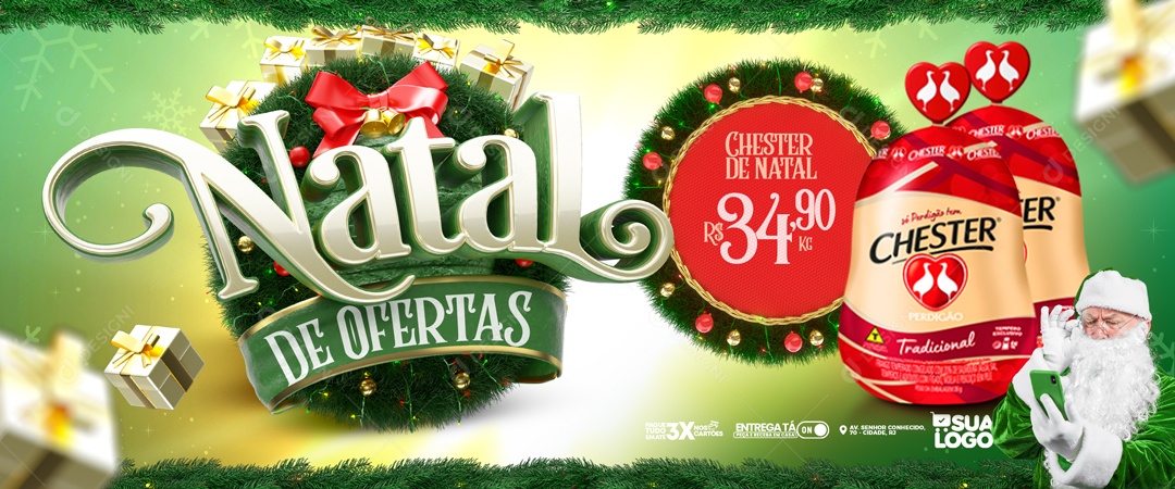 Social Media Banner Natal De Ofertas Chester De Natal PSD Editável