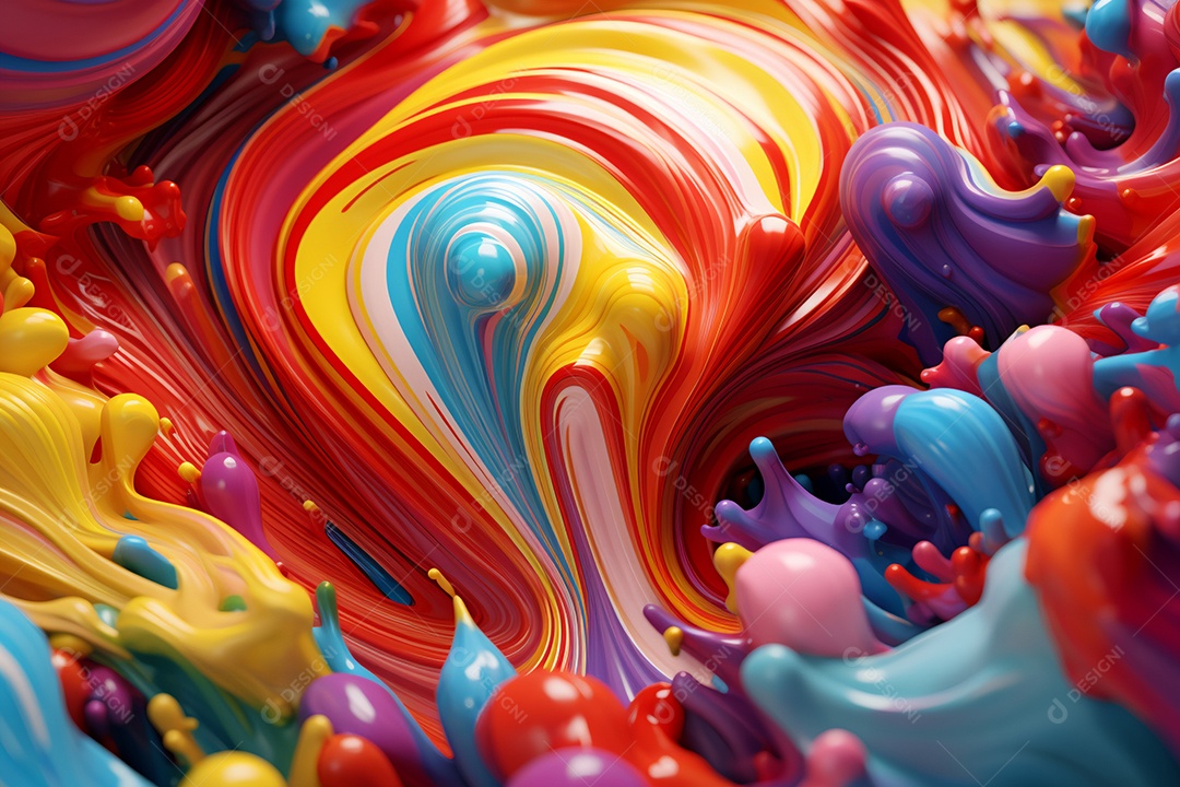 Um visual multicolorido abstrato 3D hipnotizante