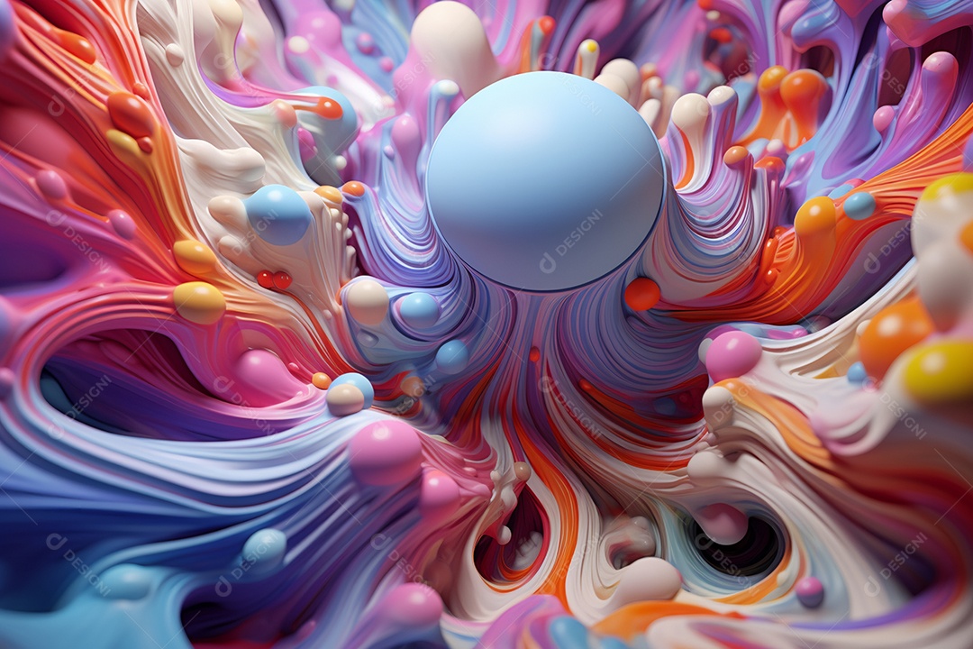 Um visual multicolorido abstrato 3D hipnotizante