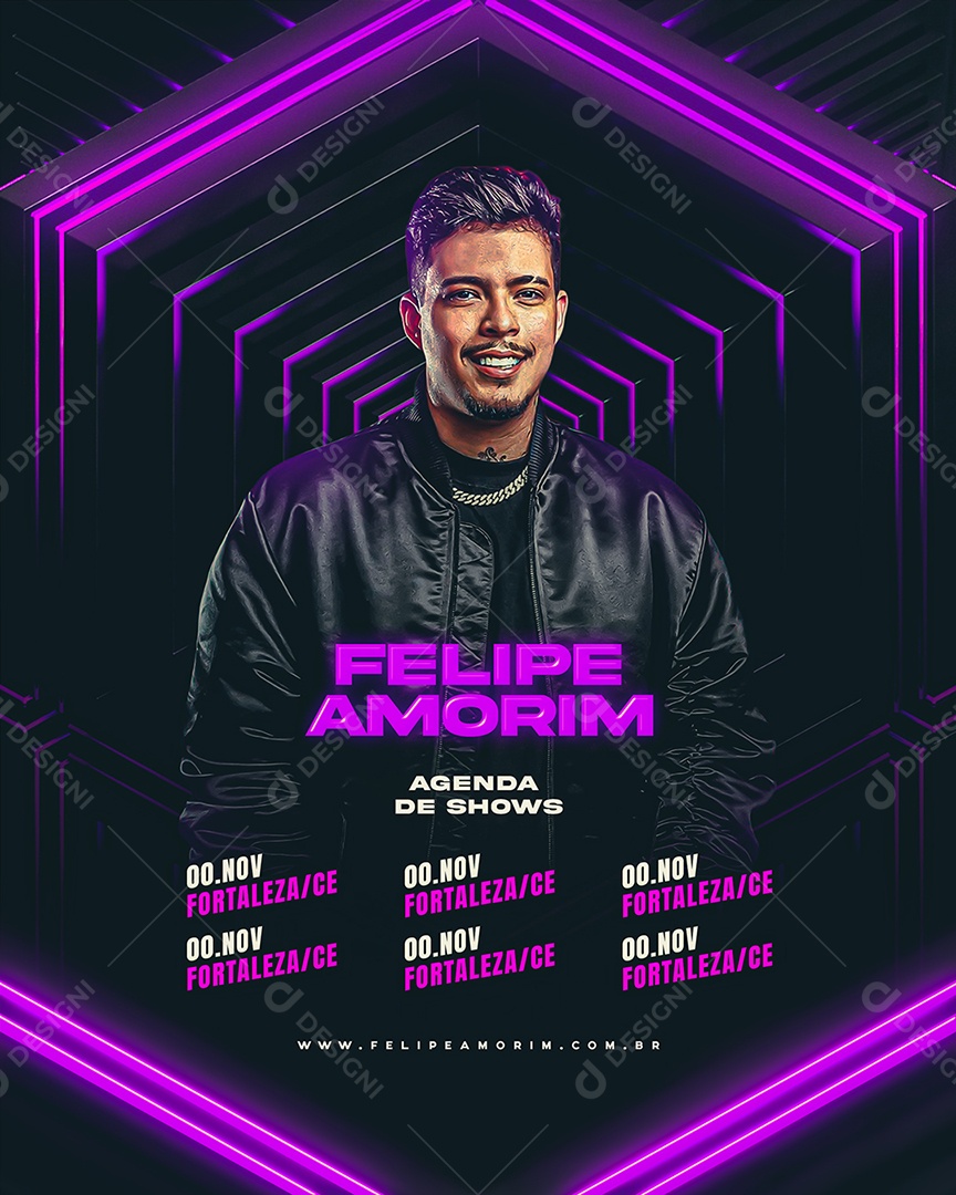 Social Media Flyer Felipe Amorin Agenda De Shows PSD Editável