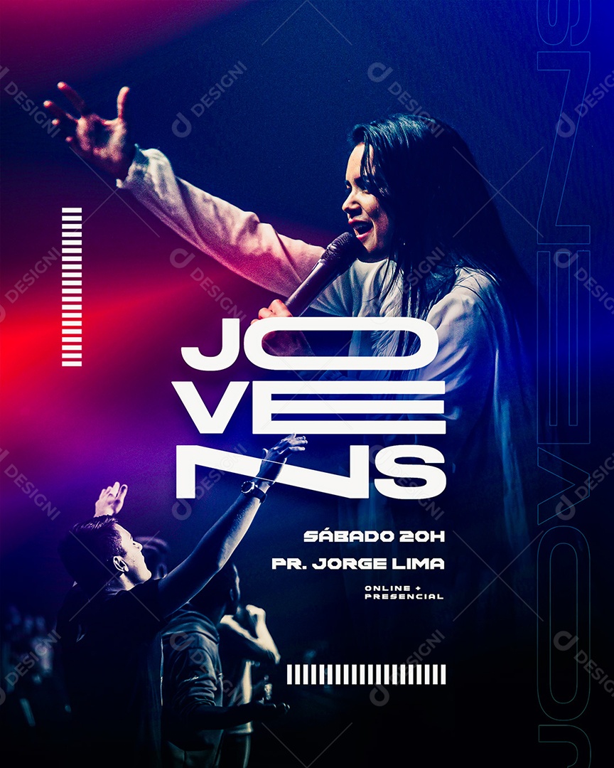 Flyer Culto Jovens Social Media PSD Editável