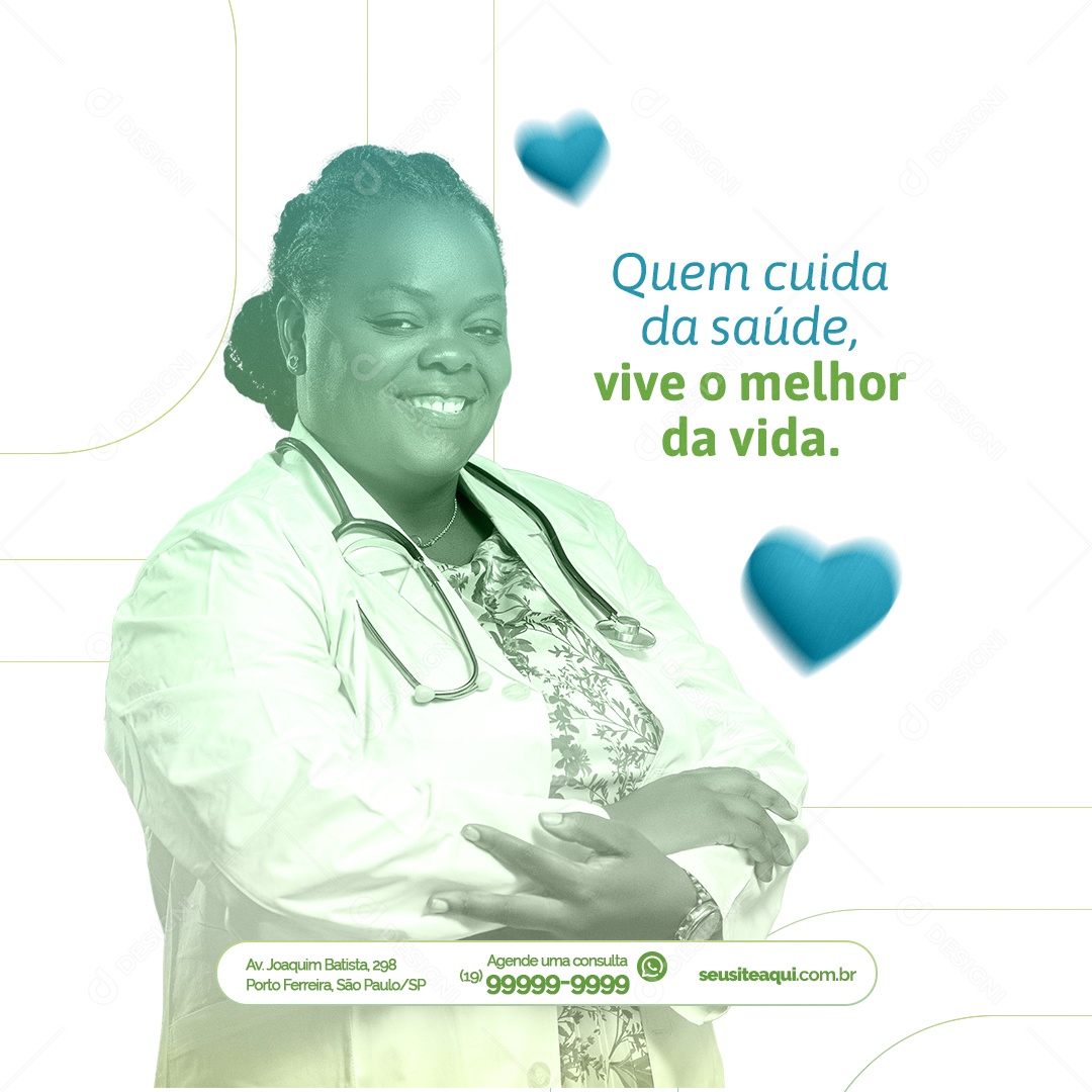Clínica Médica Quem Cuida da Saúde Vive o Melhor da Vida Social Media PSD Editável