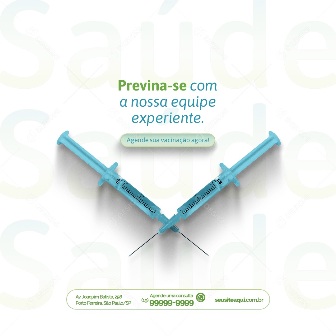Clínica Médica Previna se Com a Nossa Equipe Experiente Agende sua Vacinação Agora Social Media PSD Editável