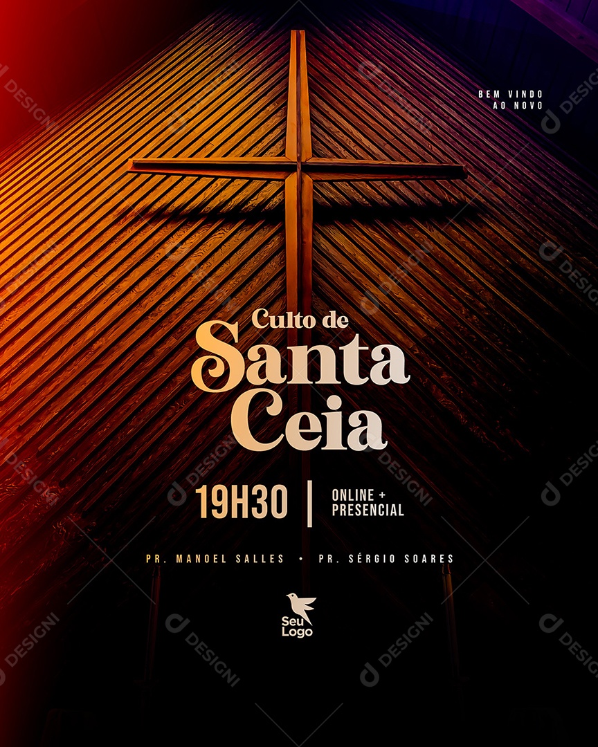 Social Media Culto De Santa Ceia PSD Editável