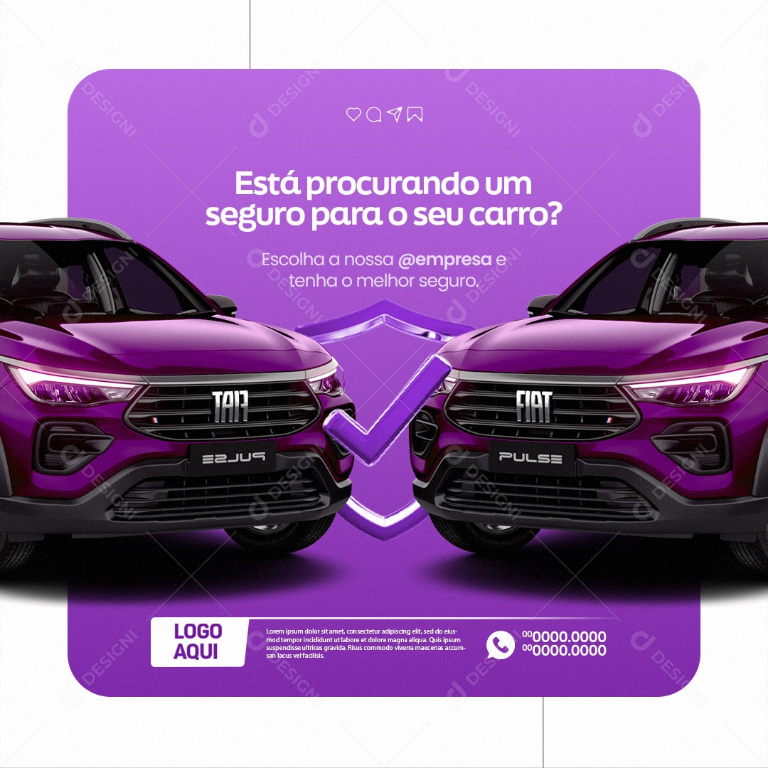 Está Procurando um Seguro para o Seu Carro Social Media PSD Editável