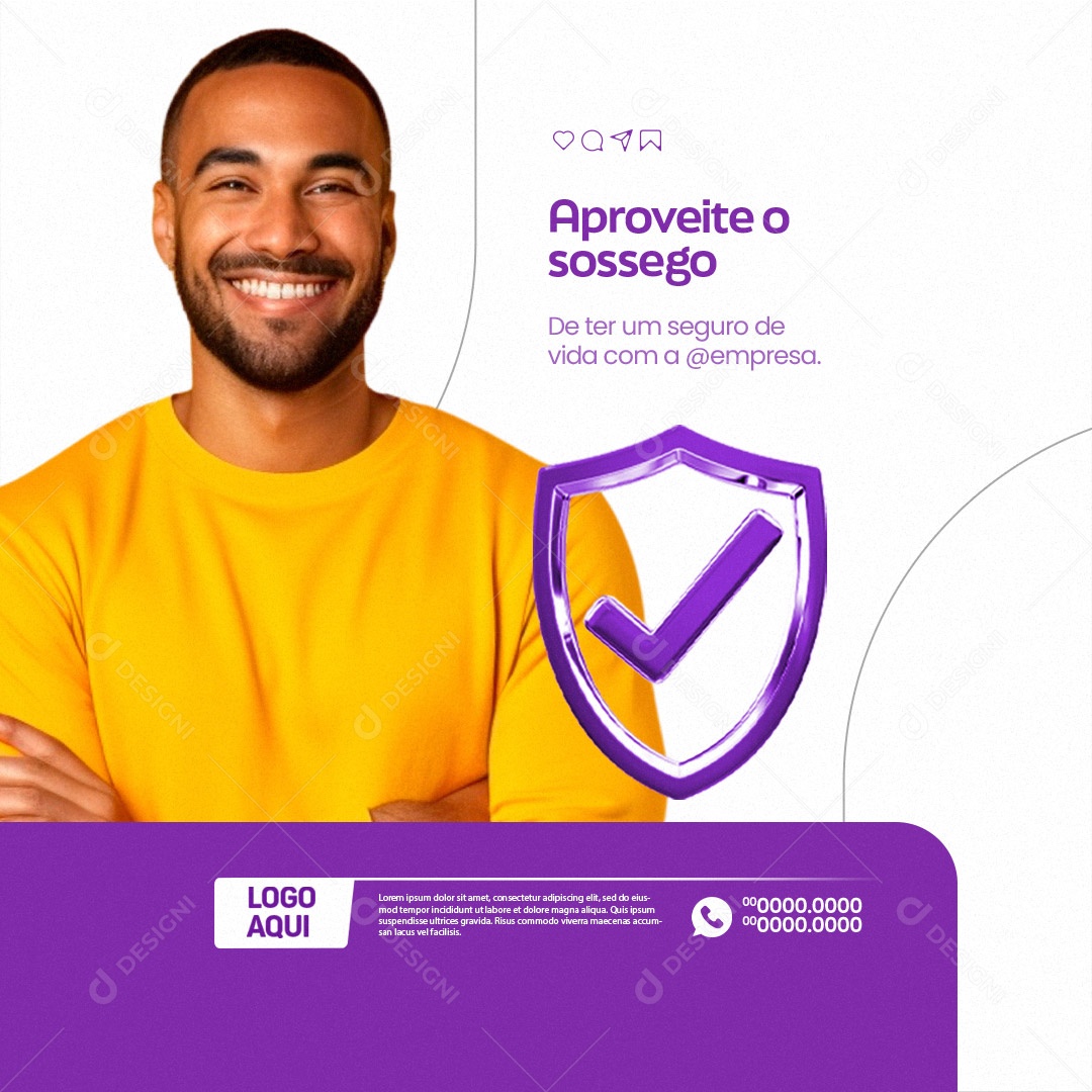 Aproveite o Sossego De Ter um Seguro de Vida Com a Empresa de Seguros Social Media PSD Editável