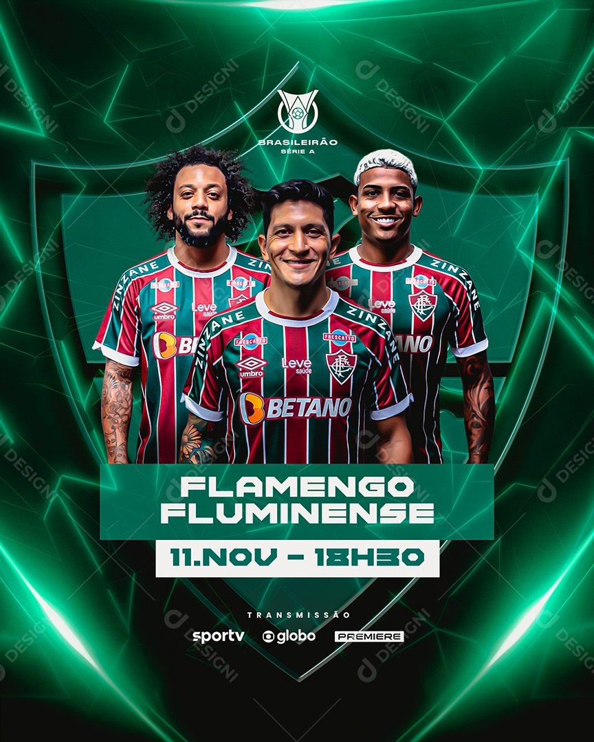 Social Media Flyer Futebol Flamengo X Fluminense PSD Editável