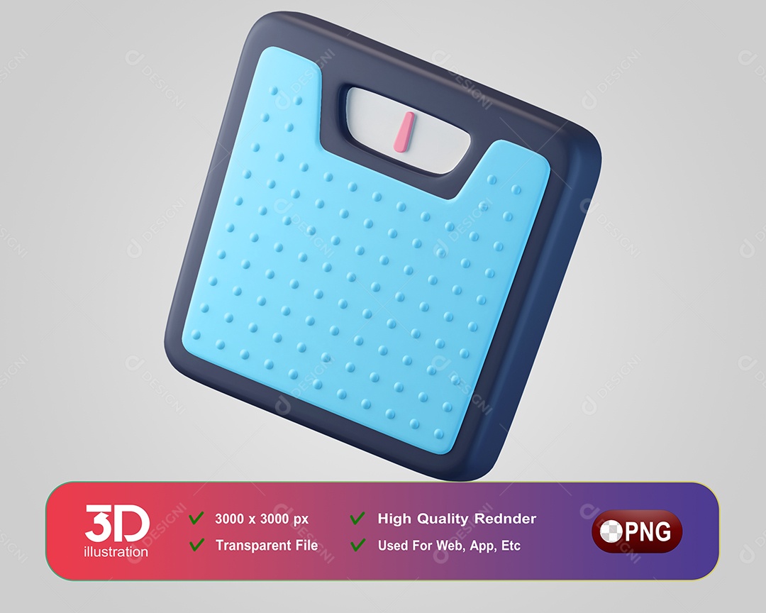 Balança Fitness Elemento 3D Preto Azul para Composição PSD