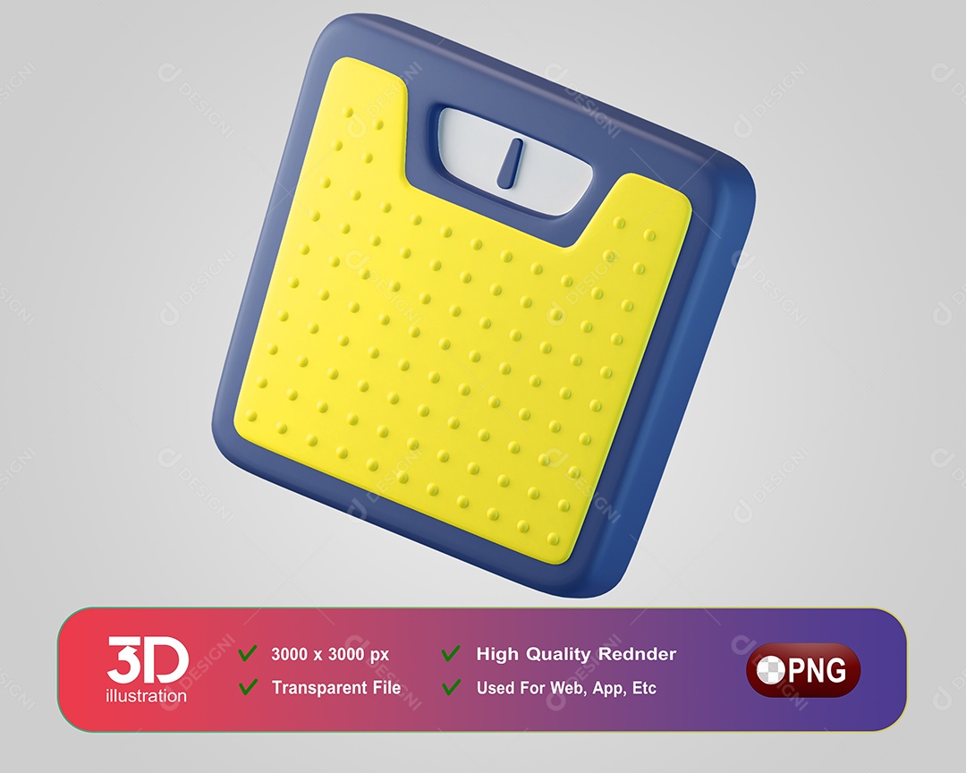 Balança Fitness Elemento 3D Preto Amarelo para Composição PSD