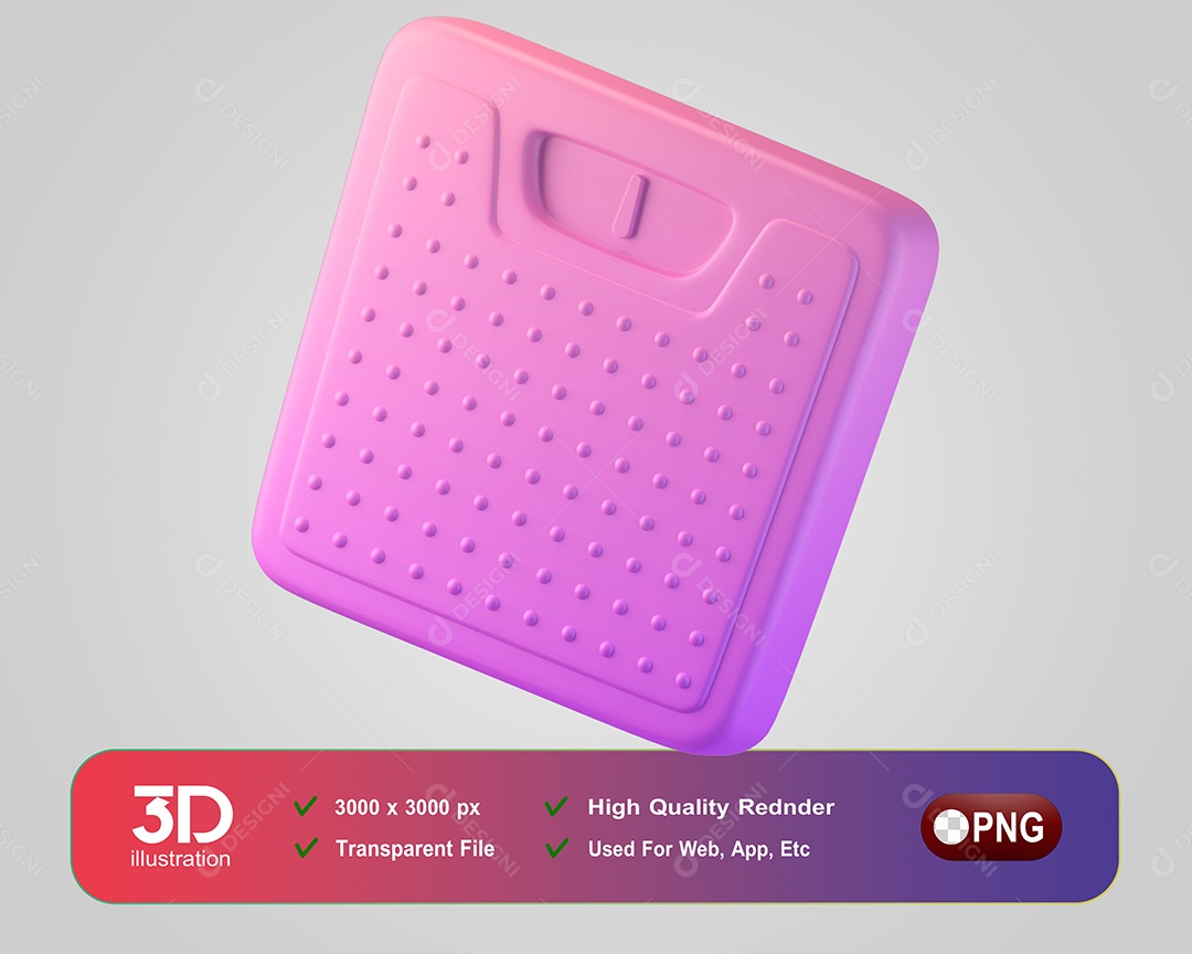 Balança Fitness Elemento 3D Rosa para Composição PSD