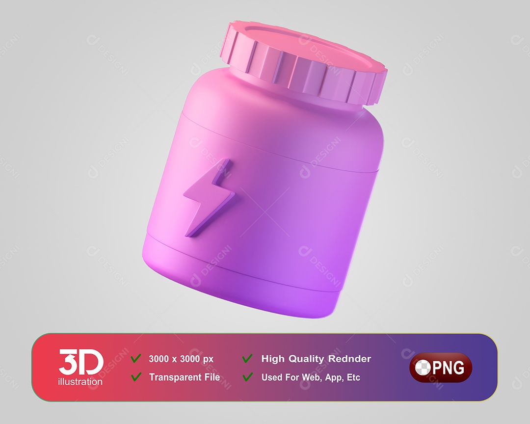 Suplemento 3D Fitness Elemento Rosa para Composição 3D