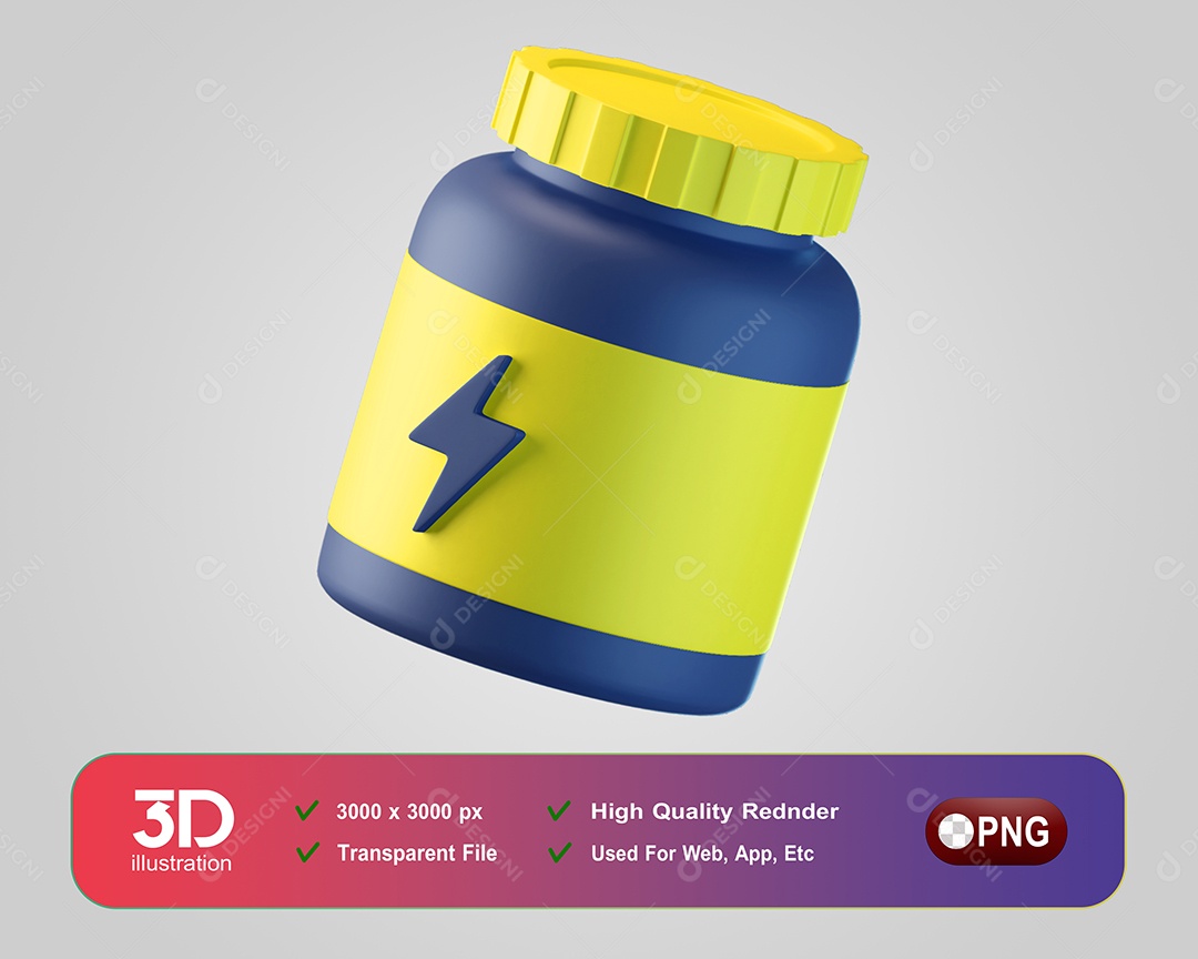 Suplemento 3D Fitness Elemento Preto Amarelo para Composição 3D