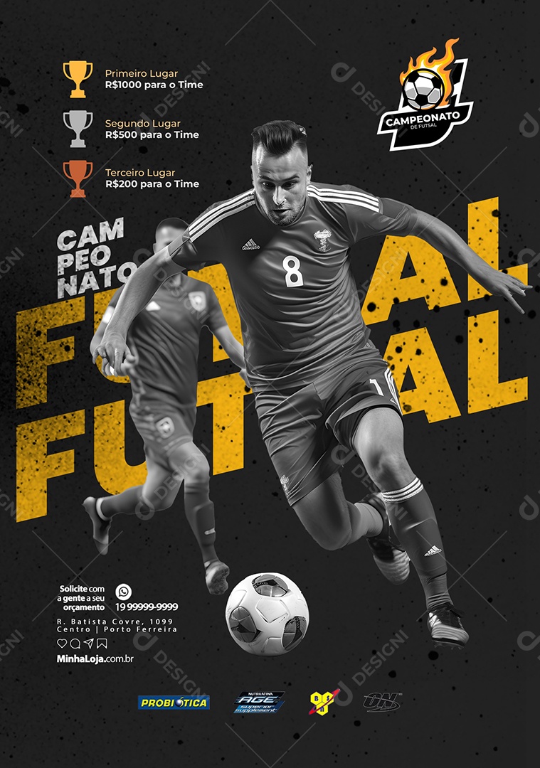Campeonato Futsal Esporte Futebol Social Media PSD Editável