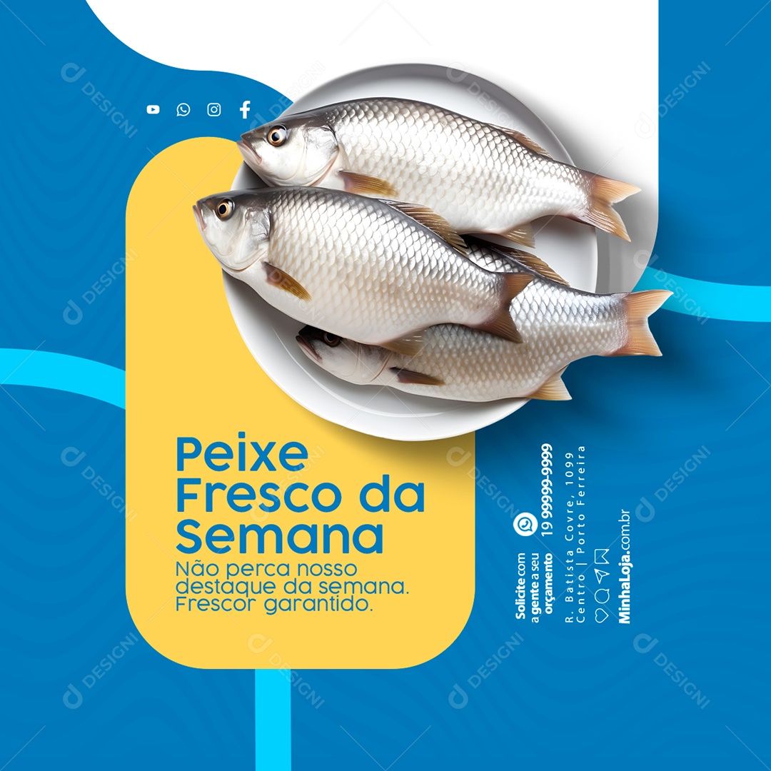 Peixaria Peixe Fresco da Semana Não Perca nosso Destaque da Semana Social Media PSD Editável