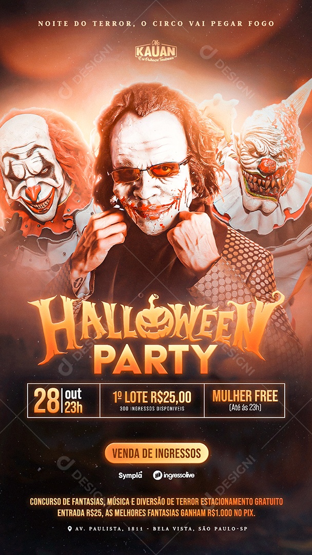 Flyer Story Noite Do Terror Halloween Party Social Media PSD Editável