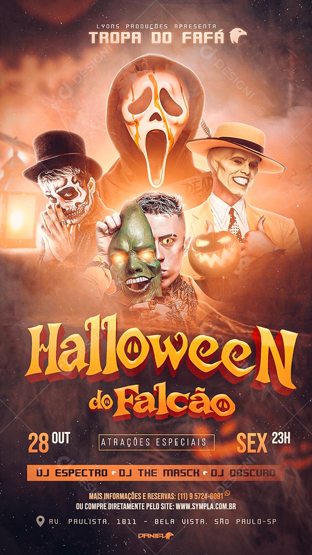 Social Media Flyer Story Tropa Do Fafá Halloween Do Falcão PSD Editável