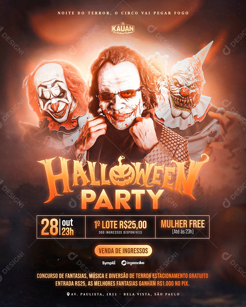 Flyer Feec Noite Do Terror Halloween Party Social Media PSD Editável