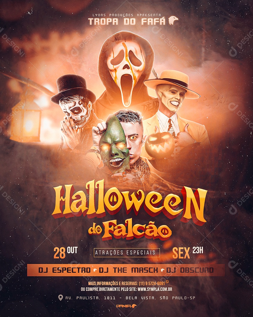 Social Media Flyer Feed Halloween Do Falcão PSD Editável