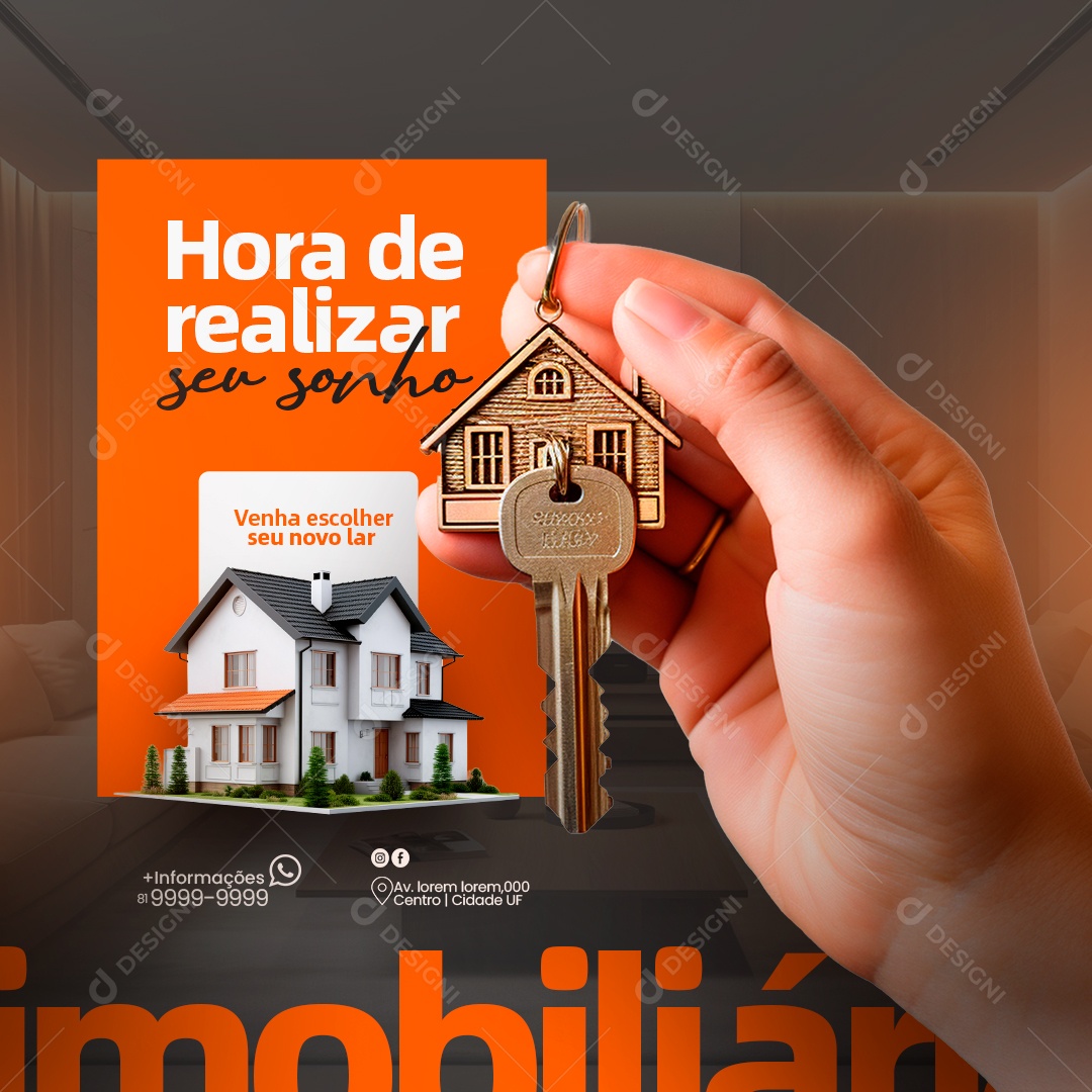 Social Media Imobiliária Hora De Realizar Seu Sonho PSD Editável