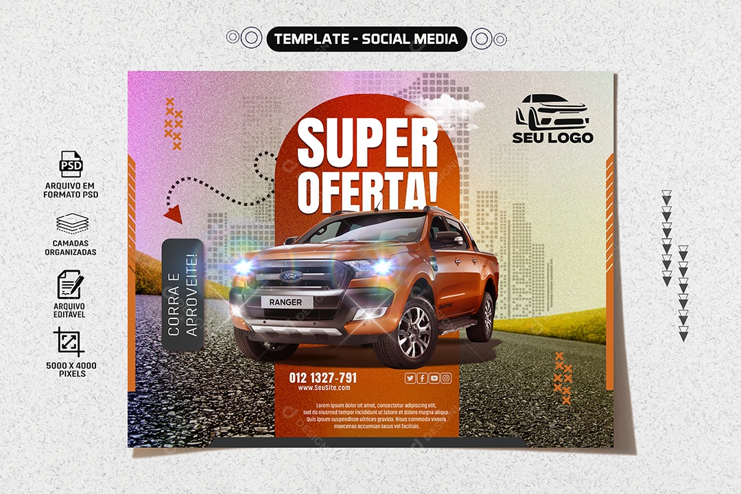 Banner Super Oferta Concessionária Social Media PSD Editável