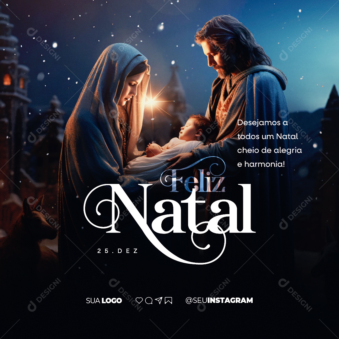 Feliz Natal Desejamos a Todos um Natal Cheio de Alegria e Harmonia Social Media PSD Editável