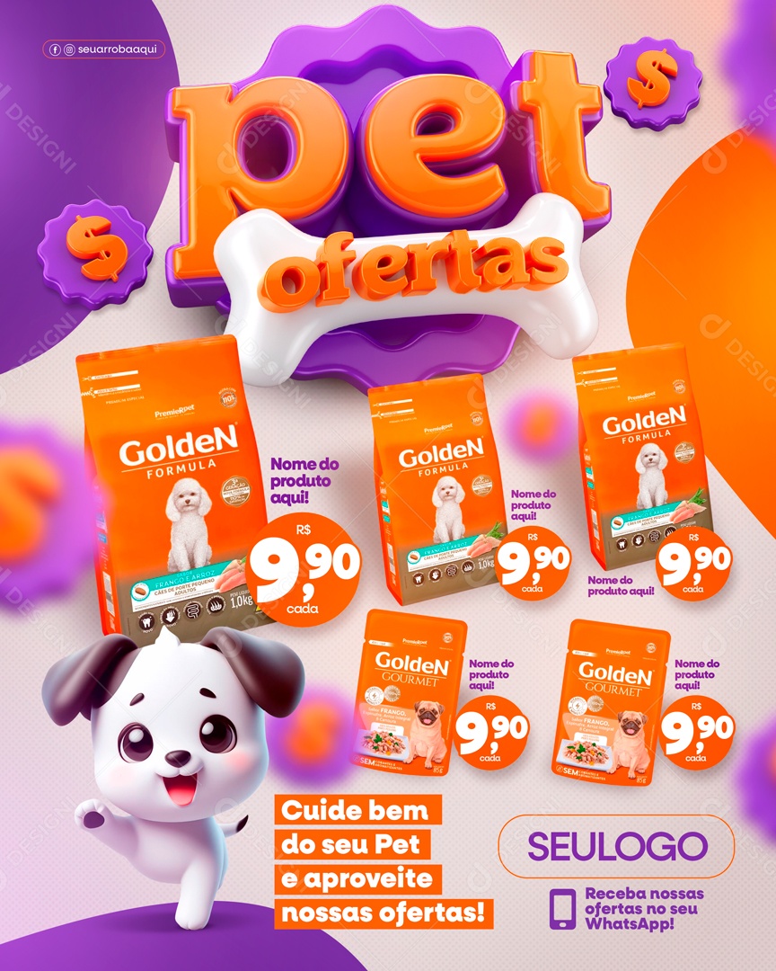 Social Media Pet Ofertas Cuide Bem Do Seu Pet PSD Editável