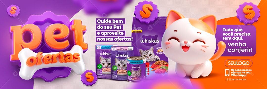 Social Media Banner Cuide Bem Do Seu Pet PSD Editável