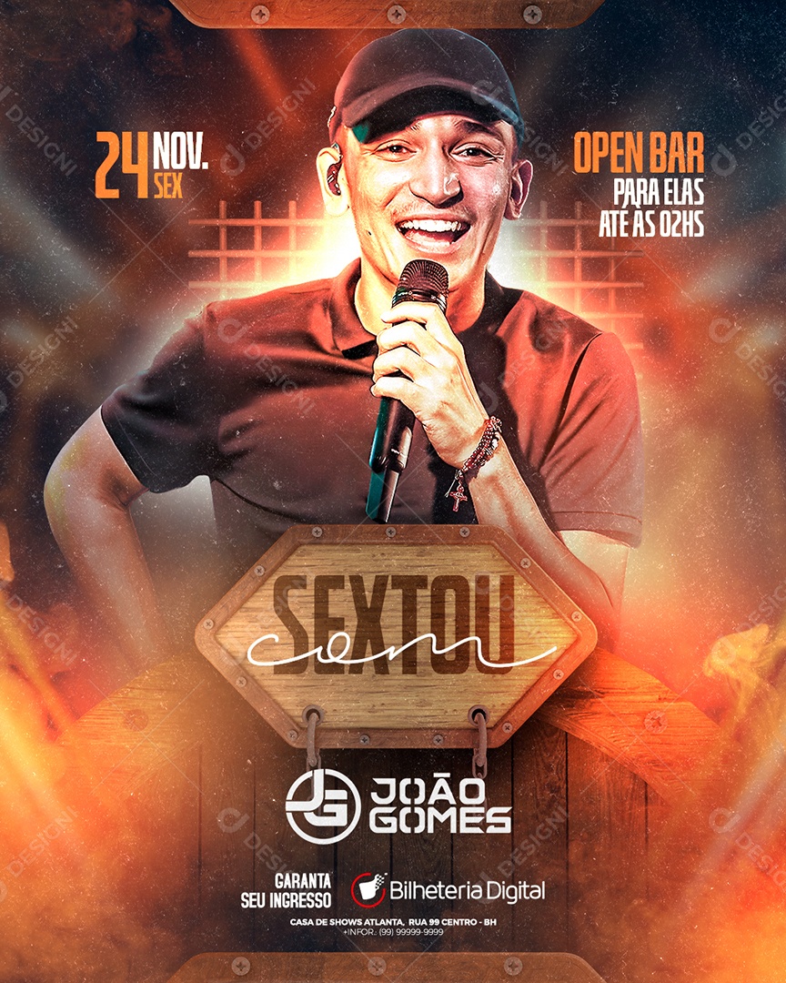 Social Media Flyer Sextou Com João Gomes PSD Editável