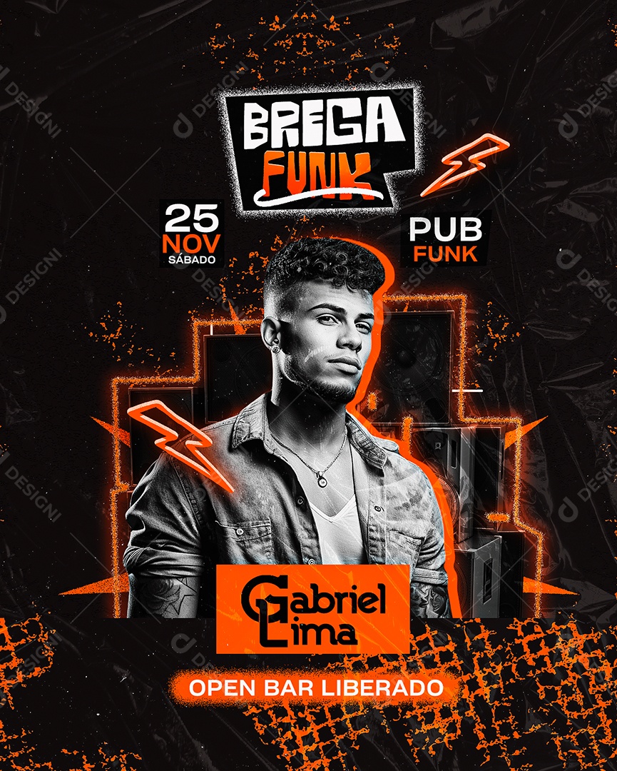 Flyer Brega Funk Gabriel Lima Social Media PSD Editável