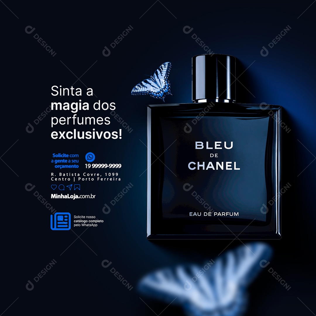 Perfumaria Perfume Bleu De Chanel Sinta a Magia dos Perfumes Exclusivos Social Media PSD Editável