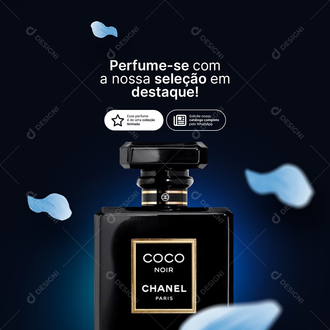 Perfumaria Perfume se Coco Noir Chanel Com a Nossa Seleção em Destaque Social Media PSD Editável