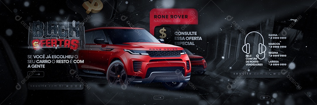 Carrossel Black Ofertas Concessionária Rone Rover Nacional Car Consulte essa Oferta Especial Social Media PSD Editável