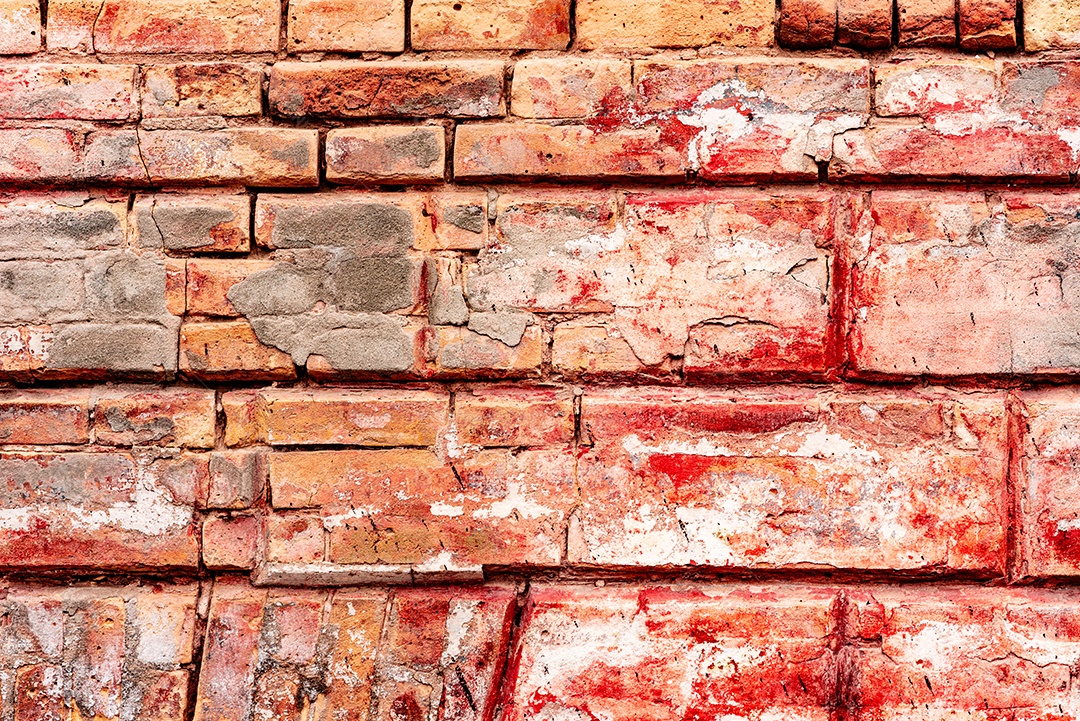 Textura, tijolo, parede, pode ser usado como fundo. Textura de tijolo com arranhões e rachaduras