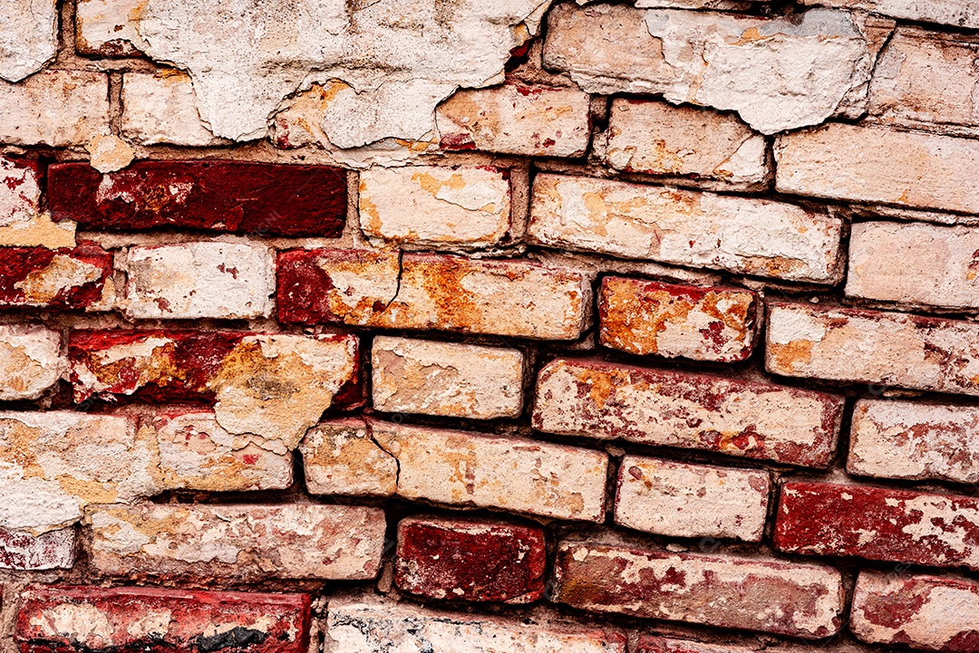 Textura, tijolo, parede, pode ser usado como fundo. Textura de tijolo com arranhões e rachaduras