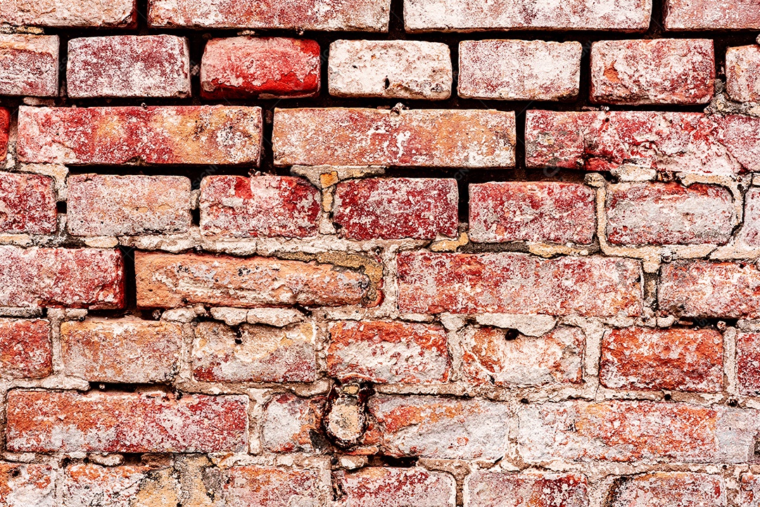 Textura, tijolo, parede, pode ser usado como fundo. Textura de tijolo com arranhões e rachaduras