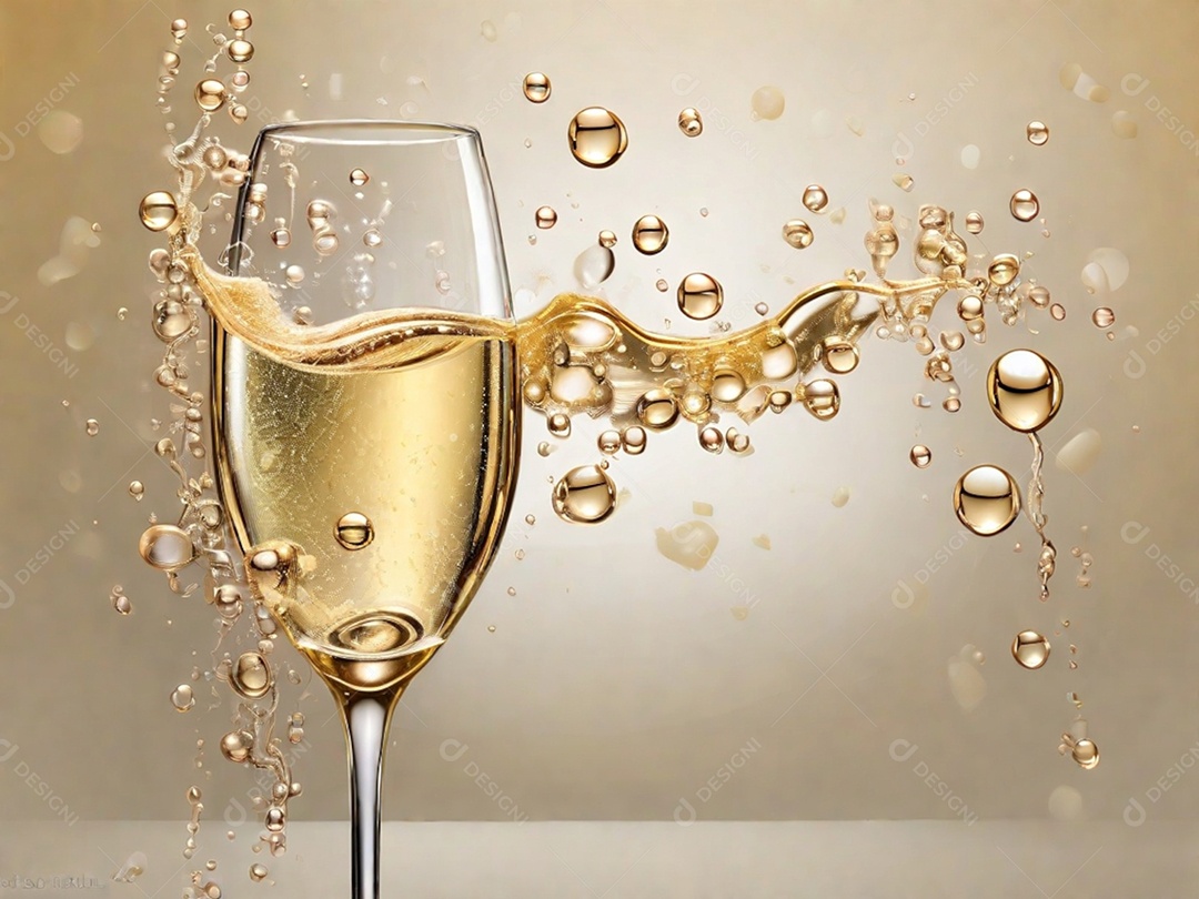 Bolhas abstratas subindo em um copo de champing