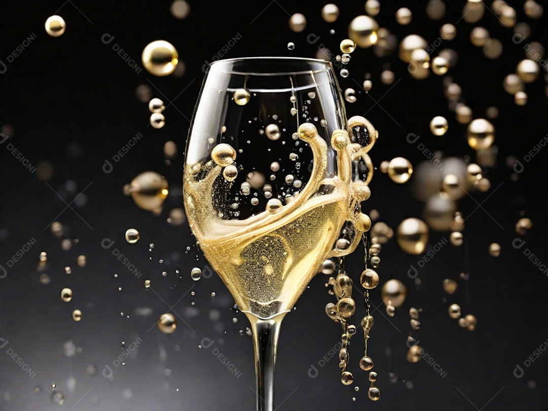 Bolhas abstratas subindo em um copo de champing