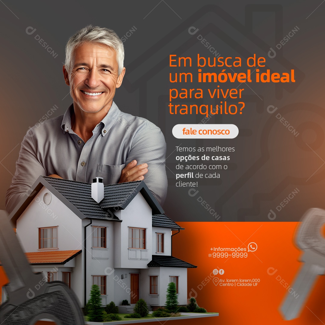 Social Media em Busca De Um Imóvel Ideal Mobiliária PSD Editável