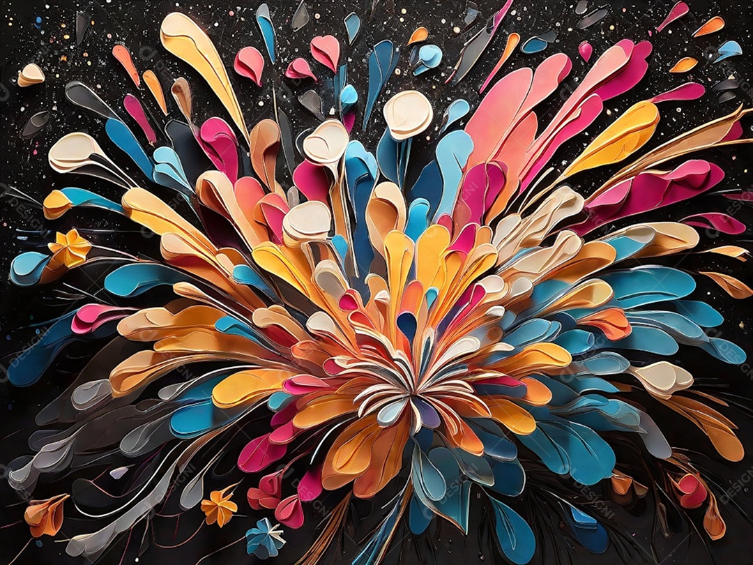 Representação abstrata de fogos de artifício coloridos