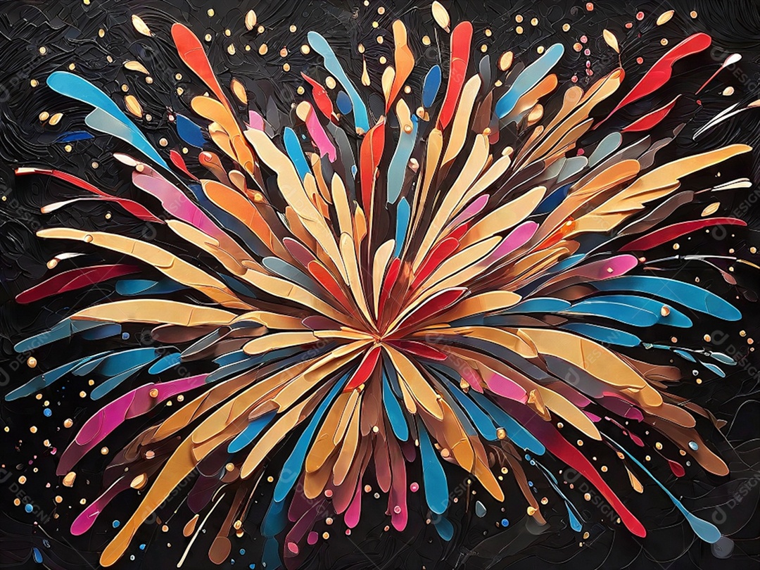 Representação abstrata de fogos de artifício coloridos