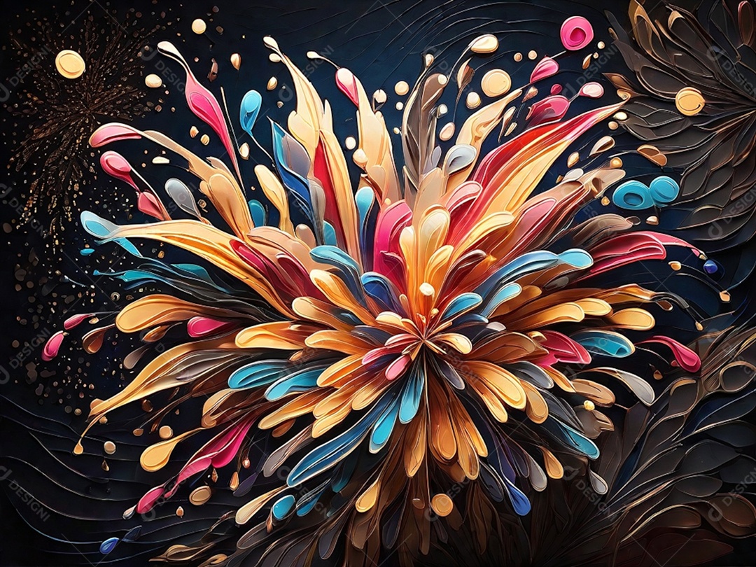 Representação abstrata de fogos de artifício coloridos