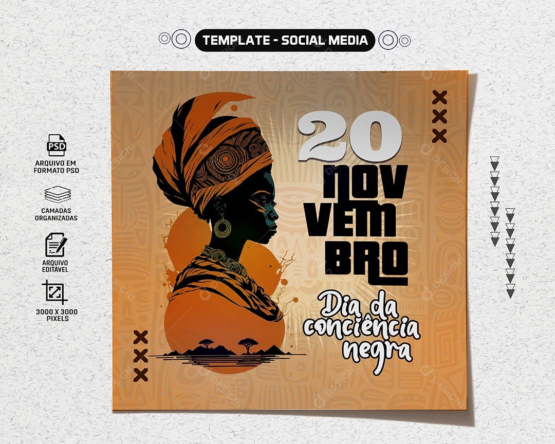 Social Media Feed 20 De Novembro Dia Da Consciência Negra PSD Editável