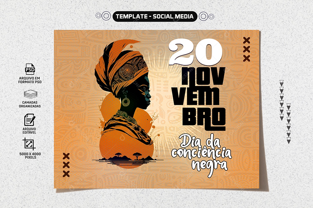 Social Media Banner 20 De Novembro Dia Da Consciência Negra PSD Editável