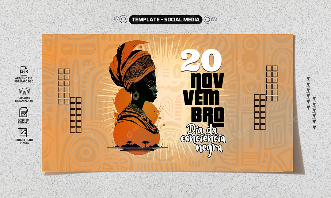 Banner Dia Da Consciência Negra 20 De Novembro Social Media PSD Editável