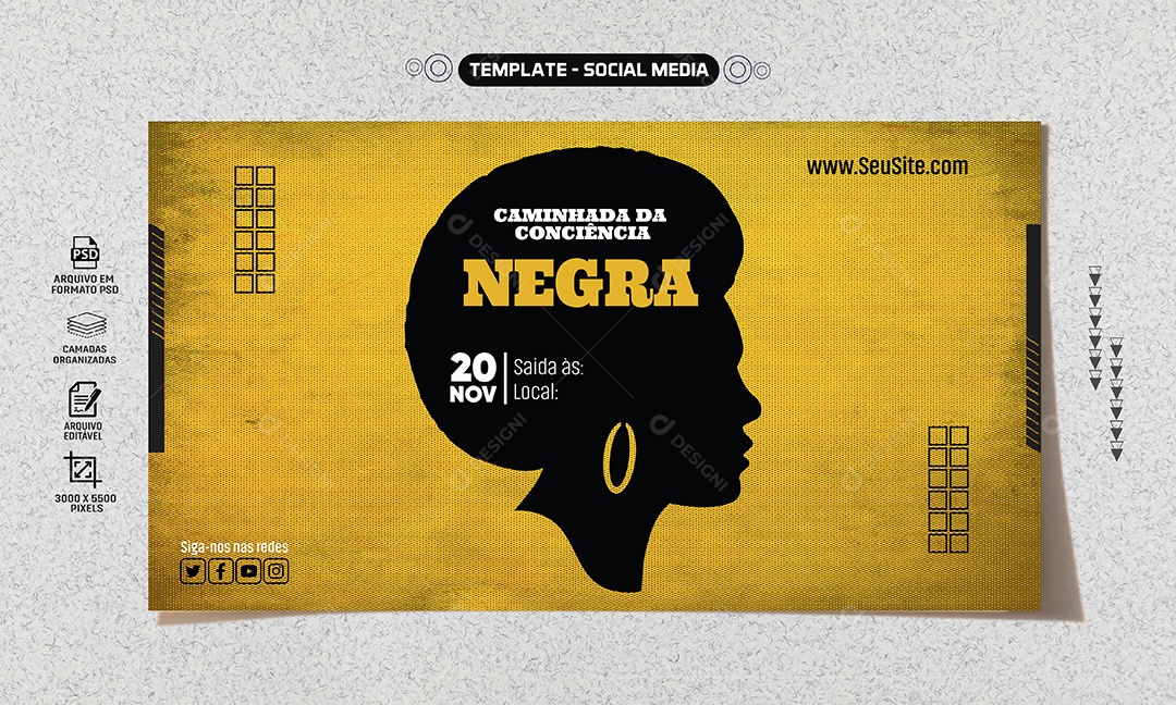 Social Media Banner Walk Of Black Consciousness Editable PSD