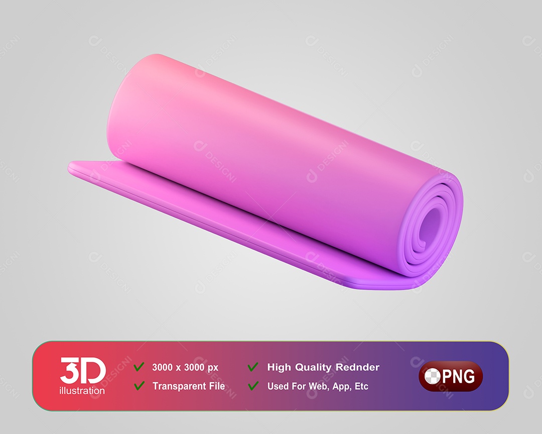 Colchonete EVA Fitness Elemento 3D Rosa para Composição PSD