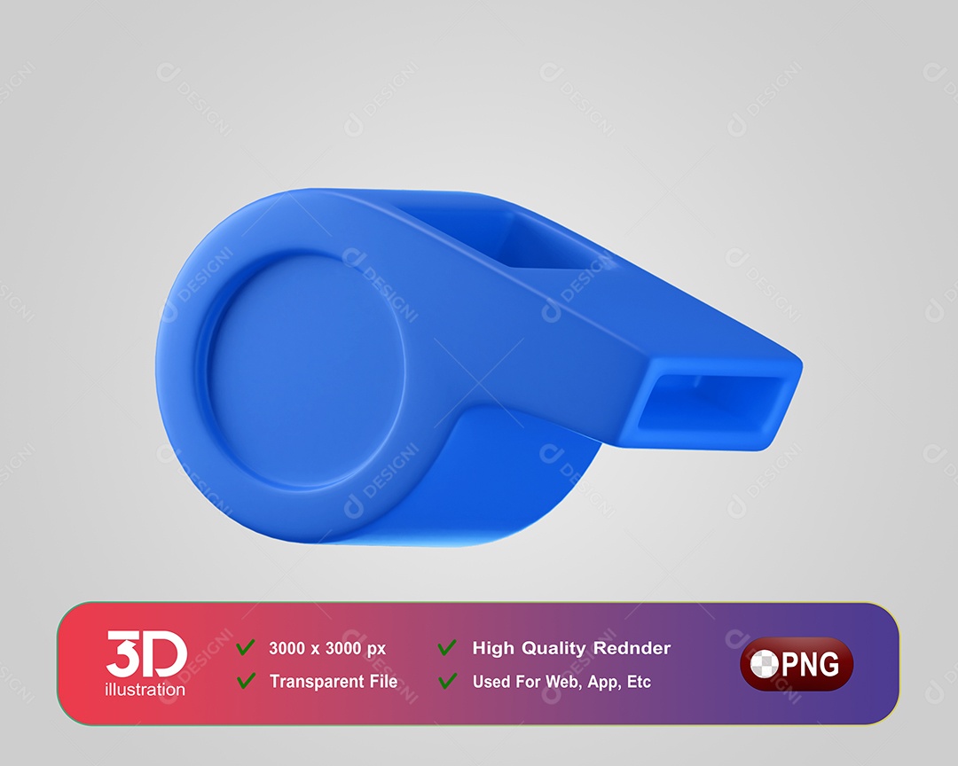 Apito Esportivo Fitness Elemento 3D para Composição PSD