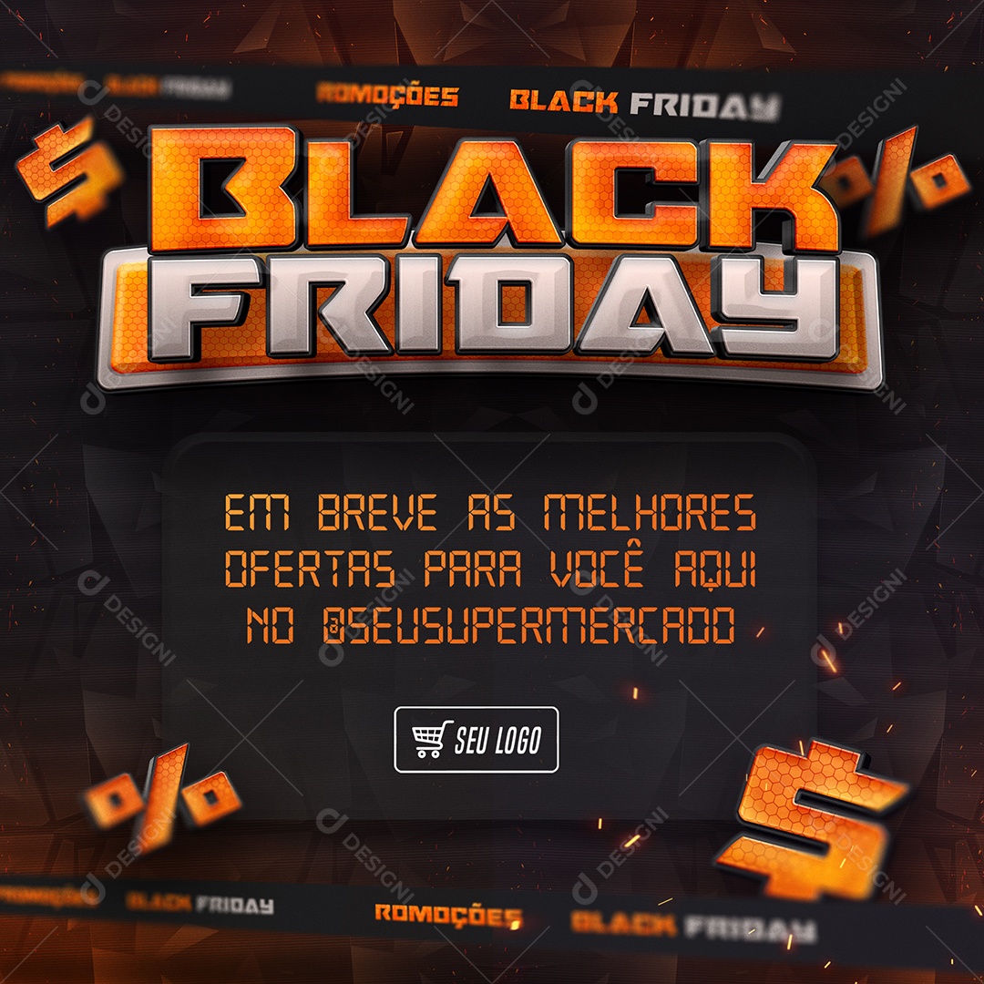 Social Media Black Friday Melhores Ofertas Supermercado PSD Editável
