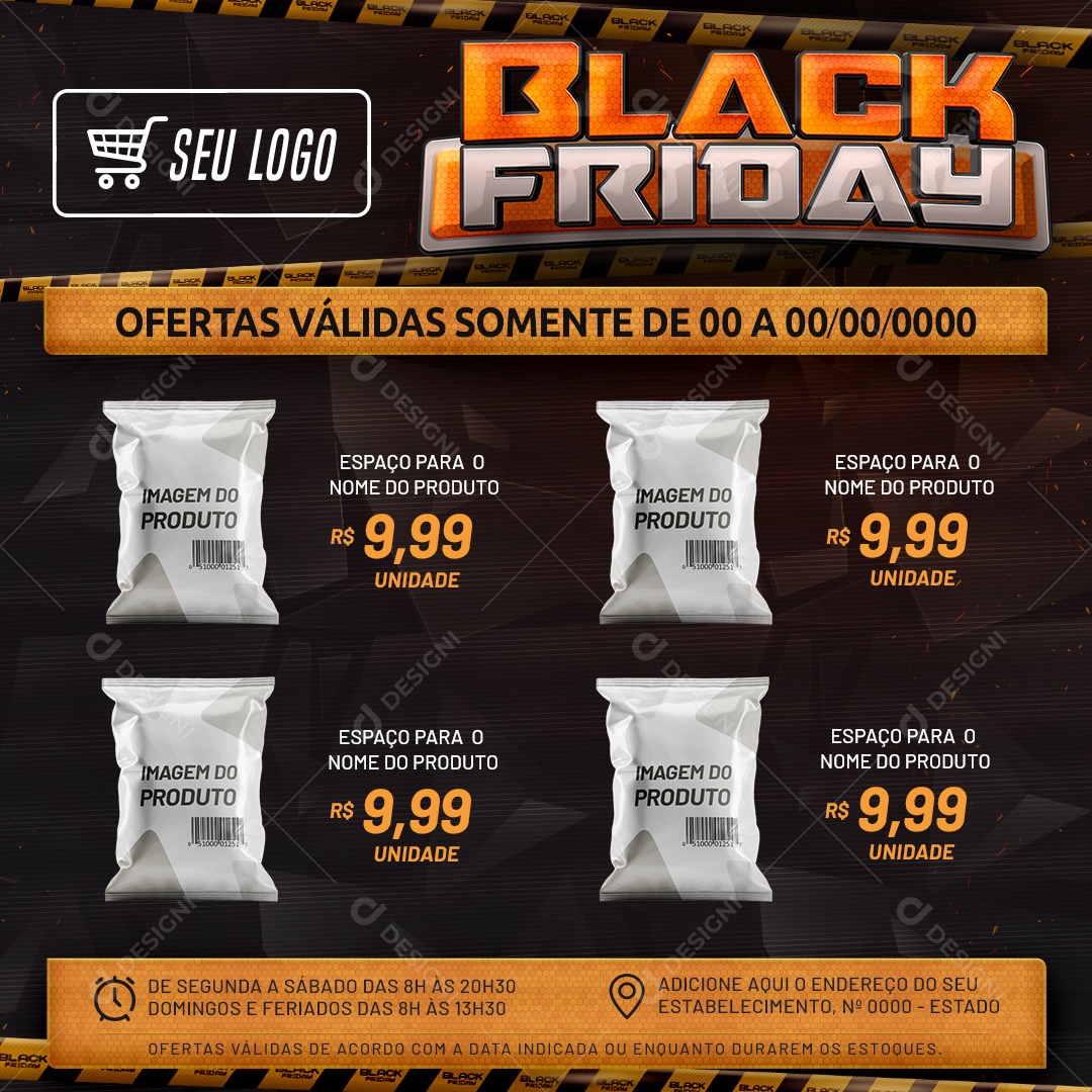 Feed Ofertas Válidas Black Friday Supermercado Social Media PSD Editável